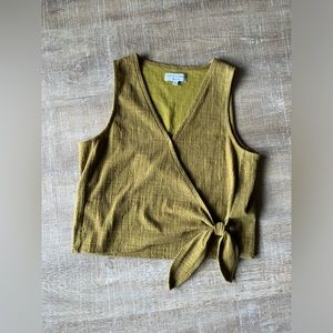 Madewell Texture & Thread Wrap Tie Tank Top Medium Sleeveless blouse Olive green